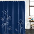 thumbnail image 2 of Navy Blue Flowers Shower Curtain, Waterproof Shower Curtains for Bathroom, Rustic Abstract Floral Simple Art Washable Fabric Bathtub Curtain Set Bath Decor with 12 Hooks Standard 72"x72", 2 of 8