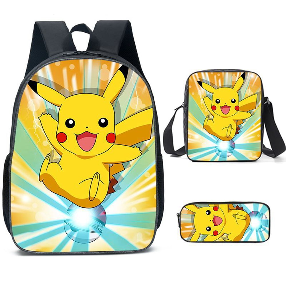 Pokemon Pikachu Schoolbag Student Backpack Shoulder Bag Pencil Case for
