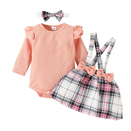 

New Born Wrapping Blanket Easter Outfit 4t Girl Baby Girls Cotton Plaid Autumn Bow Tie Long Sleeve Romper Bodysuit Suspender Dress Headbands Set Clothes Princess Has Arrived Outfit