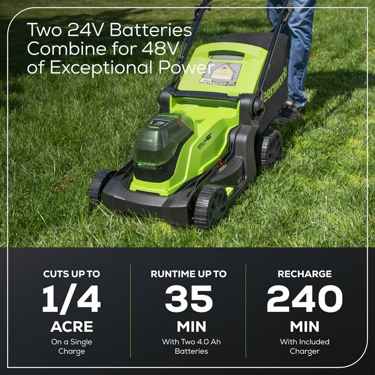 Greenworks 48V (24V x 2) 17-Inch Brushless Push Mower Kit with 4.0