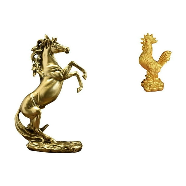 Estatua del caballo,Estatua de caballo de pie hecha a mano de resina de cafetería,Escultura de pollo,Escultura de pollo,decoración del hogar,figura de gallo,Figura decorativa de gallo,estatua