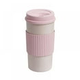 thumbnail image 1 of Vasos reutilizables de fibra de cáscara de arroz, sin BPA, con aislamiento de doble pared, para llevar, con tapa de rosca, agarre texturizado y ultraligeros., 1 of 5