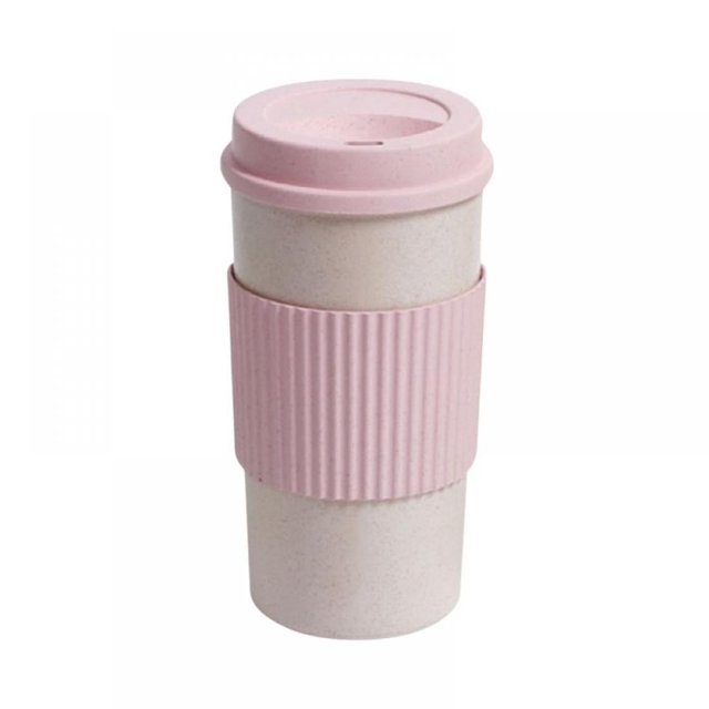 Vasos reutilizables de fibra de cáscara de arroz, sin BPA, con aislamiento de doble pared, para llevar, con tapa de rosca, agarre texturizado y ultraligeros.
