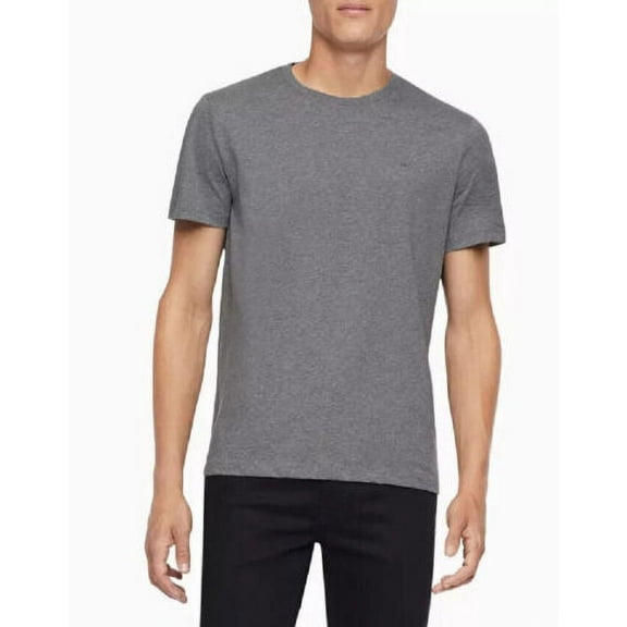 Calvin Klein Men's Short Sleeve Crew Neck Cotton T-Shirt (Dark Ciff Htr, Large)