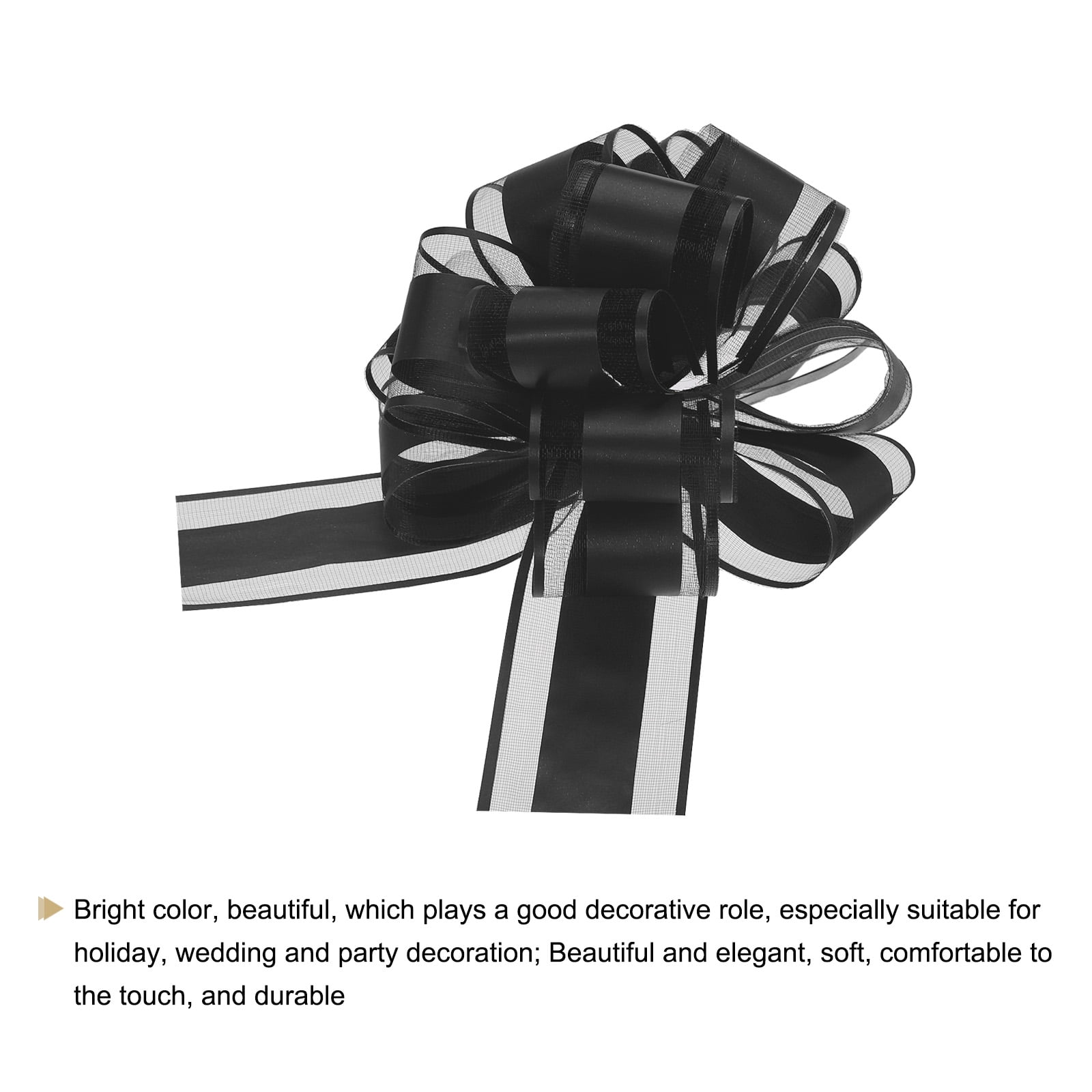 20pcs 6" Large Big Pull Bow Organza Gift Wrapping Bows Ribbon for Wedding Presents Christmas, Black