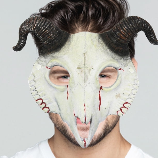 Máscara de calavera de oveja de Halloween con cuernos Máscara de cuernos de carnero de cabra Espuma de PU 3D para adultos FLhrweasw Nuevo