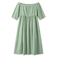 thumbnail image 4 of Atogsazn Women's Summer Off Shoulder Maxi Dress Casual Flowy Short Sleeve Side Split Dresses Loose Fit Sundress Green XXL Fashion, 4 of 7
