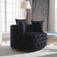 thumbnail image 2 of Modern Barrel Chair, Round Oversized Barrel Chairs, Sofa Lounge Accent Chair, Velvet Leisure Sofa Chair, Comfy Leisure Chair with 3 Pillows for Living Room Bedroom Hotel Office, Black, 2 of 9