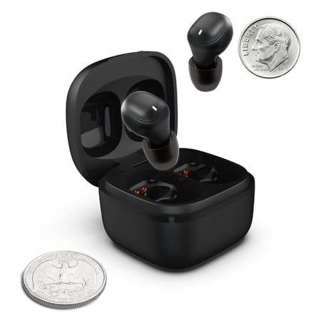 Coby Mini True Wireless Earbuds | Compact Lightweight in-Ear Headphones w/Case | World s Smallest Wireless Ear Buds w/Built-in Mic | Wireless Headphones Bluetooth Headphones w/ 12-HR Play (Black)
