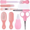 10PCS Infant Kids Care Kit Baby Grooming Health Hair Care Products Kits Newborn Gift Box ( Nail Clipper Set Thermometer Brush Scissors Comb etc) Pink
