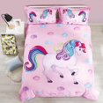 thumbnail image 3 of Unicorn Full Size Bedding Set 5 Pieces Pink 3D Kids Comforter Sets Breathable with Comforter, Flat Sheet, Fitted Sheet and 2 Pillowcases, 3 of 6