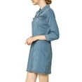 thumbnail image 4 of INSPIRE CHIC Women's Denim Dress 3/4 Sleeve Button Down Mini Jean Shirt Dress XS Baby Blue, 4 of 8