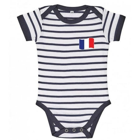 

France Striped Baby Bodysuit Navy & White - 18-23 Months
