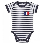 France Striped Baby Bodysuit, Navy & White - 6-12 Months