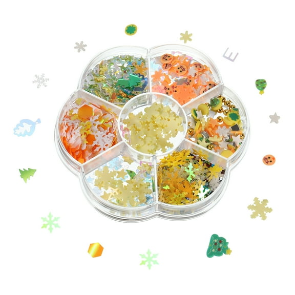 Uxcell Sequins and Spangles, 1 Box Assorted Shapes Sequin Supplies, Yellow Orange