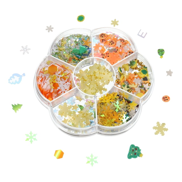Sequins and Spangles, 1 Box Assorted Shapes Sequin Supplies, Yellow Orange