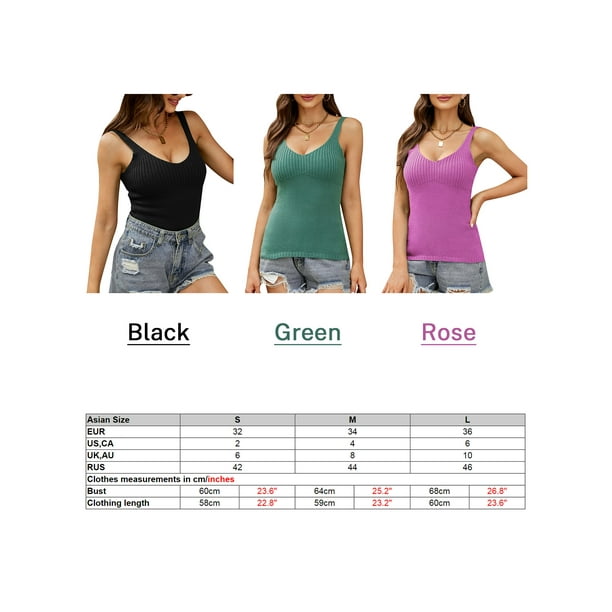  Women Knitted White Tank Tops Casual V Neck Color Block  Sleeveless Cami Lightweight Vest Shirts Small