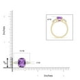 thumbnail image 3 of ANGARA Natural Cushion 2.7 ct Amethyst Three Stone Ring with Diamonds in 14K Yellow Gold for Women (Size-10x8mm) | February Birthstone, Anniversary, Jewelry Gift for Women | Natural Amethyst Ring, 3 of 7
