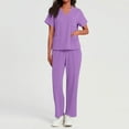 thumbnail image 6 of MLQIDK Scrub Sets for Woman Plus Size Nursing Top Petite V-Neck Scrub Tops and Pants Scrub Set Medical Uniforms Uniformes De Enfermeras De Mujer Purple XXL, 6 of 6