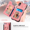 thumbnail image 2 of Nalacover For iPhone XR Case Ring Holder Kickstand with Credit Card Holder, Back Flip Premium Leather Magnetic Clasp Removable Wirst Hand Strap Cover For iPhone XR, Pink, 2 of 14