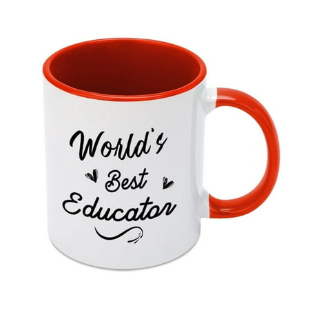 

Funny Coffee Mug Cute Ceramic Coffee Cup World s Best Educator Mug Novelty Tea Cup Christmas Mug Housewarming Christmas Gifts for Women Men Friend Family 11oz