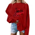 thumbnail image 1 of Gibobby Sudaderas para mujer navidad Navidad para mujer cuello redondo sudadera sólida Tops lindos manga larga suelta moda sudadera(Rojo,M), 1 of 4