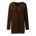 thumbnail image 4 of Vedolay Cardigan Sweaters for Women Knit Cardigan Sweaters Oversized Fall Dressy Casual Jackets Brown,XL, 4 of 5
