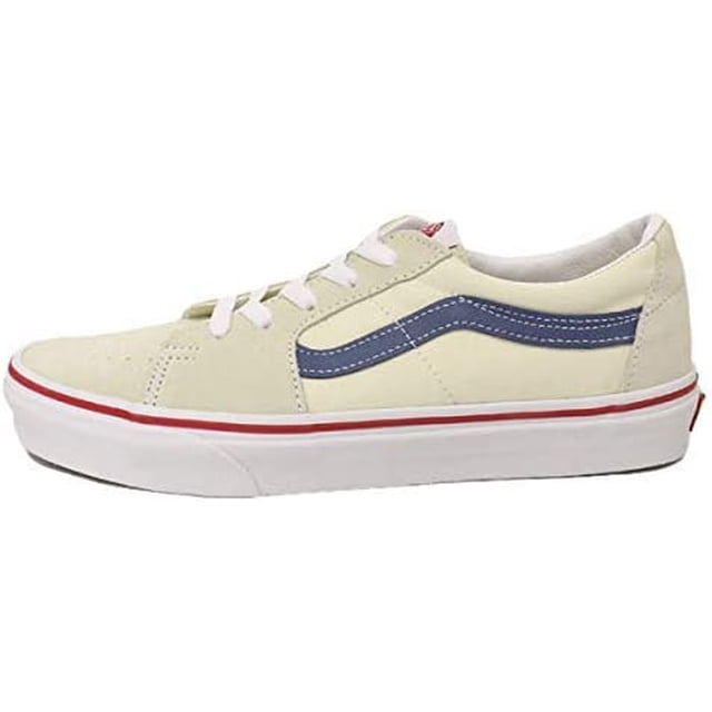 23.0 cmBlanco clásico/azul marinoSk8-Hi Unisex Casual High-Top Skate Shoes, Comfortable and Durable in Signature Waffle Rubber Sole
