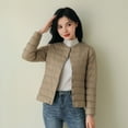thumbnail image 2 of Pinghu down jacket  round neck thin lightweight solid color simple white duck down women‘s liner lightweight down jacket, 2 of 7
