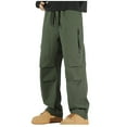 thumbnail image 3 of bnaln Cargo Pants for Men Outdoor Hiking Long Athletic Pants with Multipocket Elastic Waist Wide Leg Cropped Comfy Trouser, 3 of 7