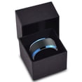 thumbnail image 3 of P. Manoukian Tungsten Wedding Band Ring 10mm for Men Women Black Blue Beveled Edge Brushed Lifetime Guarantee Size 6, 3 of 4