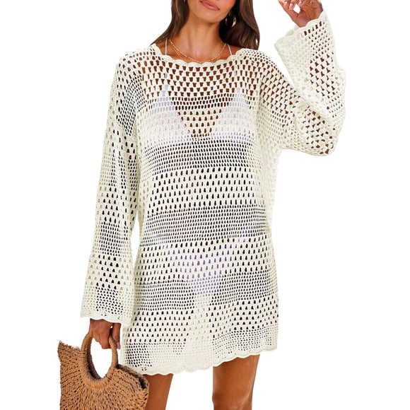 Traje de baño con cobertura ANRABESS, traje de baño de ganchillo, vestido de playa