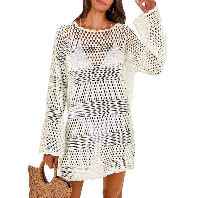 Traje de baño con cobertura ANRABESS, traje de baño de ganchillo, vestido de playa