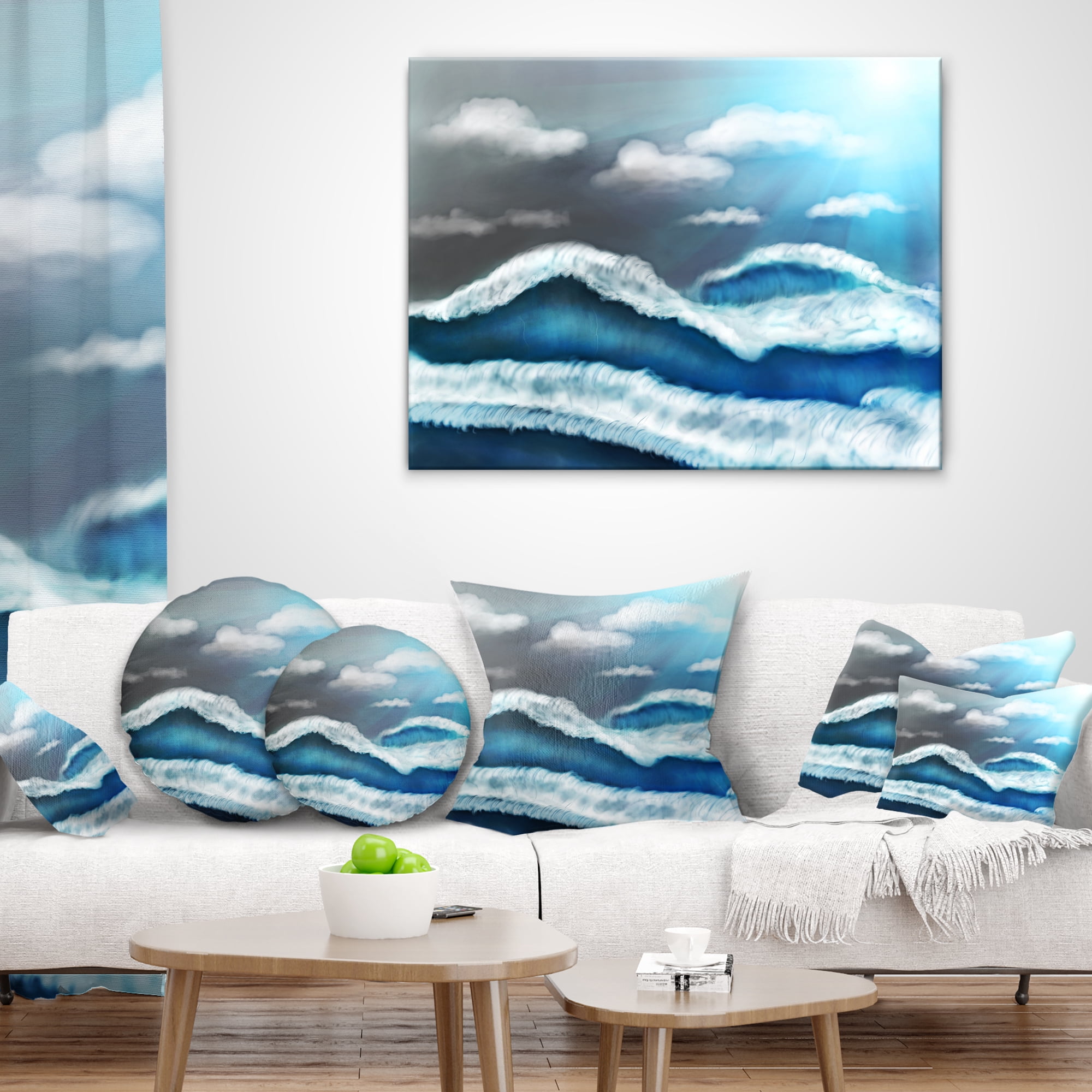 Designart Blue Sky with Clouds - Landscape Printed Throw Pillow - 12x20