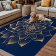 thumbnail image 2 of Fsddascl Navy Blue Yellow Spring Floral Outdoor Rug for Patio/Deck/Porch, Non-Slip Large Area Rug 4 x 6 Ft, Abstract Blossoms Botanical Indoor Outdoor Rugs Washable Area Rugs, Camping Rug Carpet, 2 of 5
