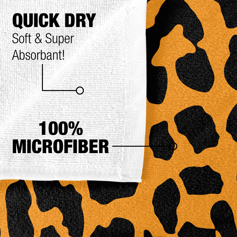 Leopard Print Orange and Black Beach Towel 30' X 60'