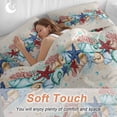 thumbnail image 4 of Queen 4 Piece Bedding Set Vintage Summer Marine Life Starfish Soft Breathable Duvet Cover and Pillowcase,Watercolor Coral Duvet Cover Set Washable Bed Sheets for Bedroom Dormitory Guest Room, 4 of 9
