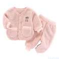 thumbnail image 2 of Fozruso Girls Outfit Sets Toddler Boys Girls Long Sleeve Cartoon Warm Fleece T Shirt Tops Pants Outfits Sizes 3-6 Months(Pink), 2 of 5