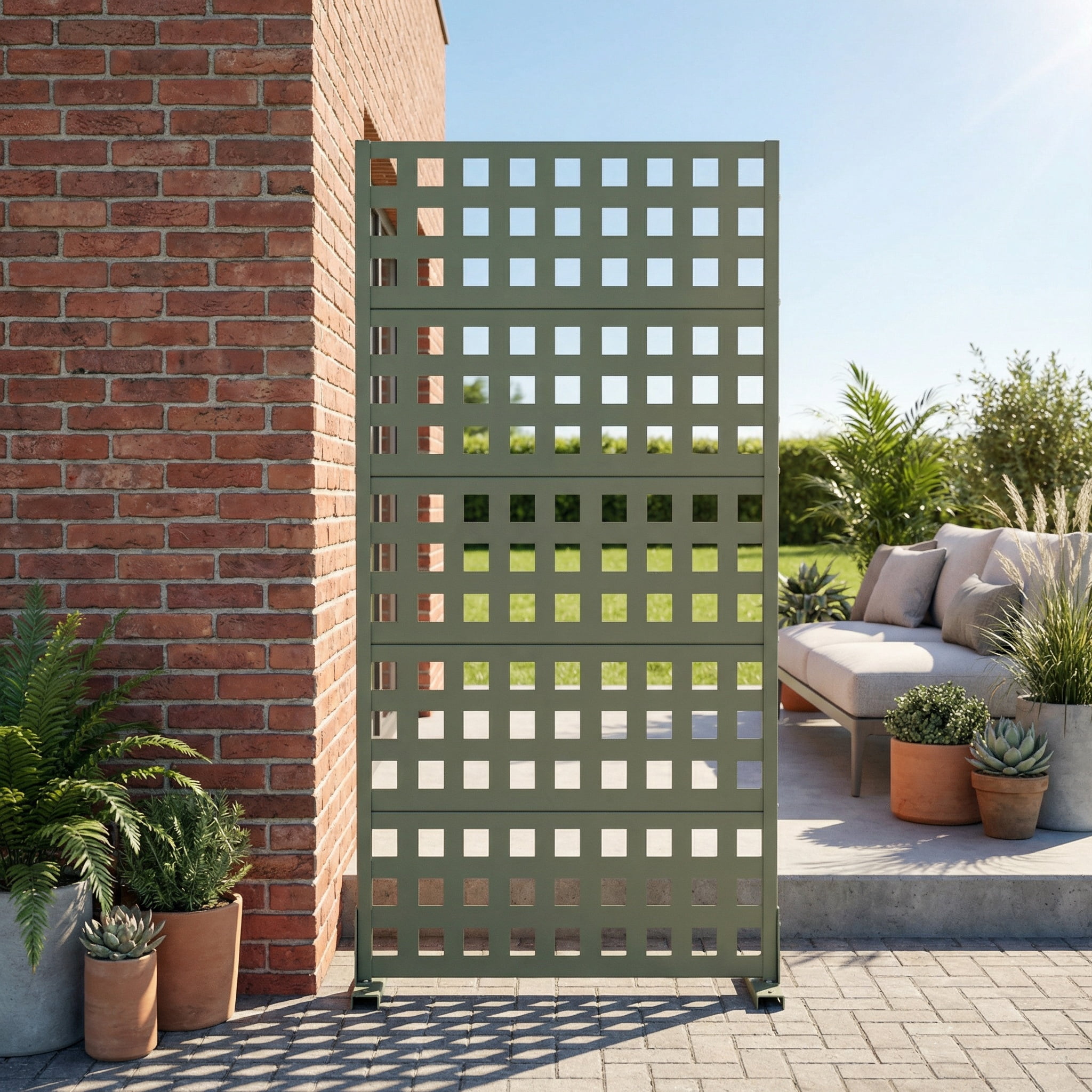 Privacy Metal Screen Fence Panel Horizontal Stripe Pattern