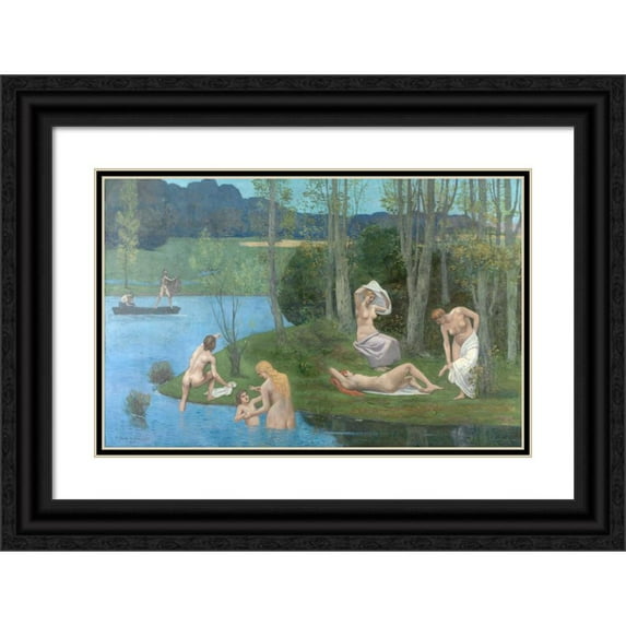 Pierre Puvis de Chavannes 18x13 Black Ornate Wood Framed Double Matted Museum Art Print Titled - Summer (1891)