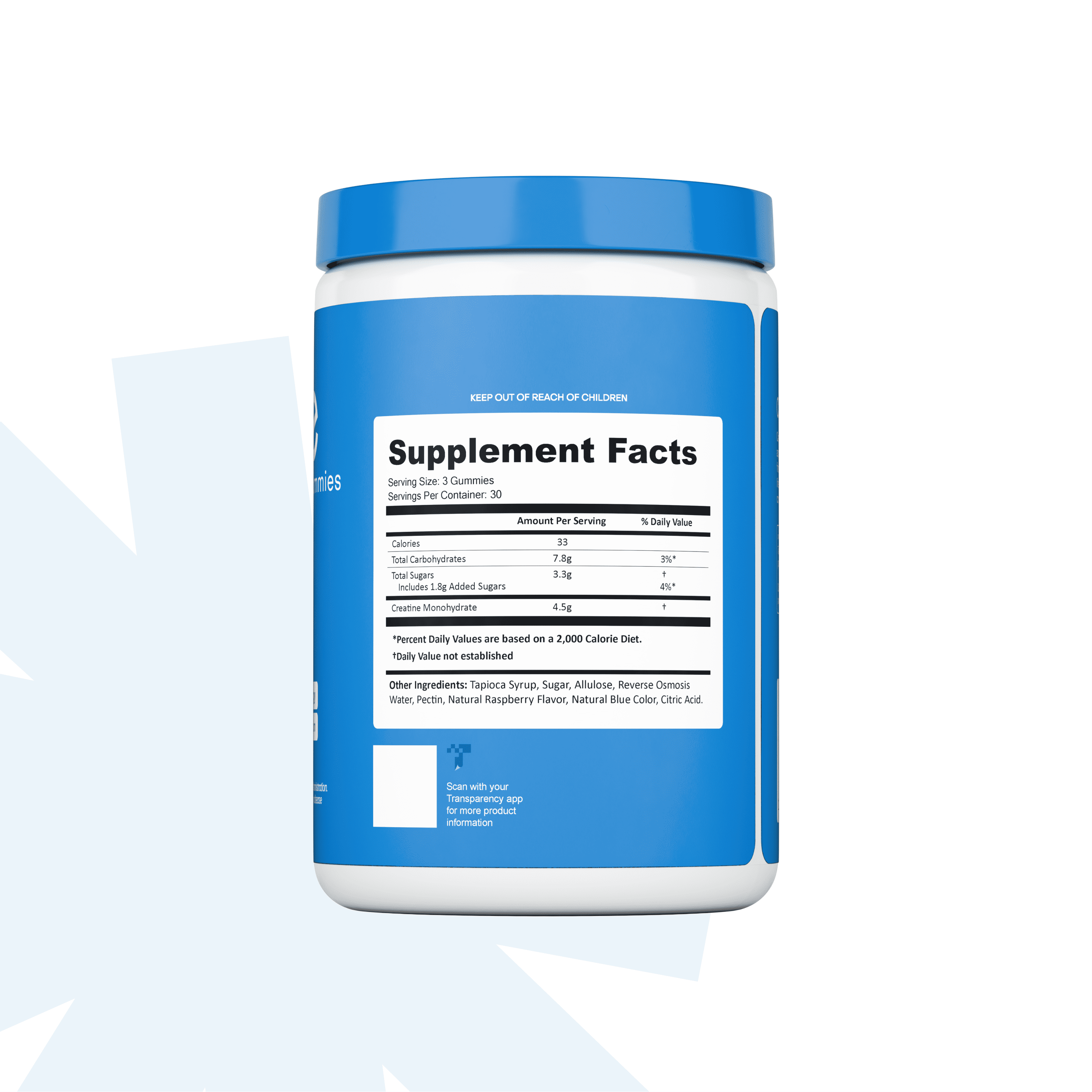 Create Blue Raspberry Creatine Gummies – 1.5g Creatine Monohydrate, Boost Strength & Focus, 90 Ct