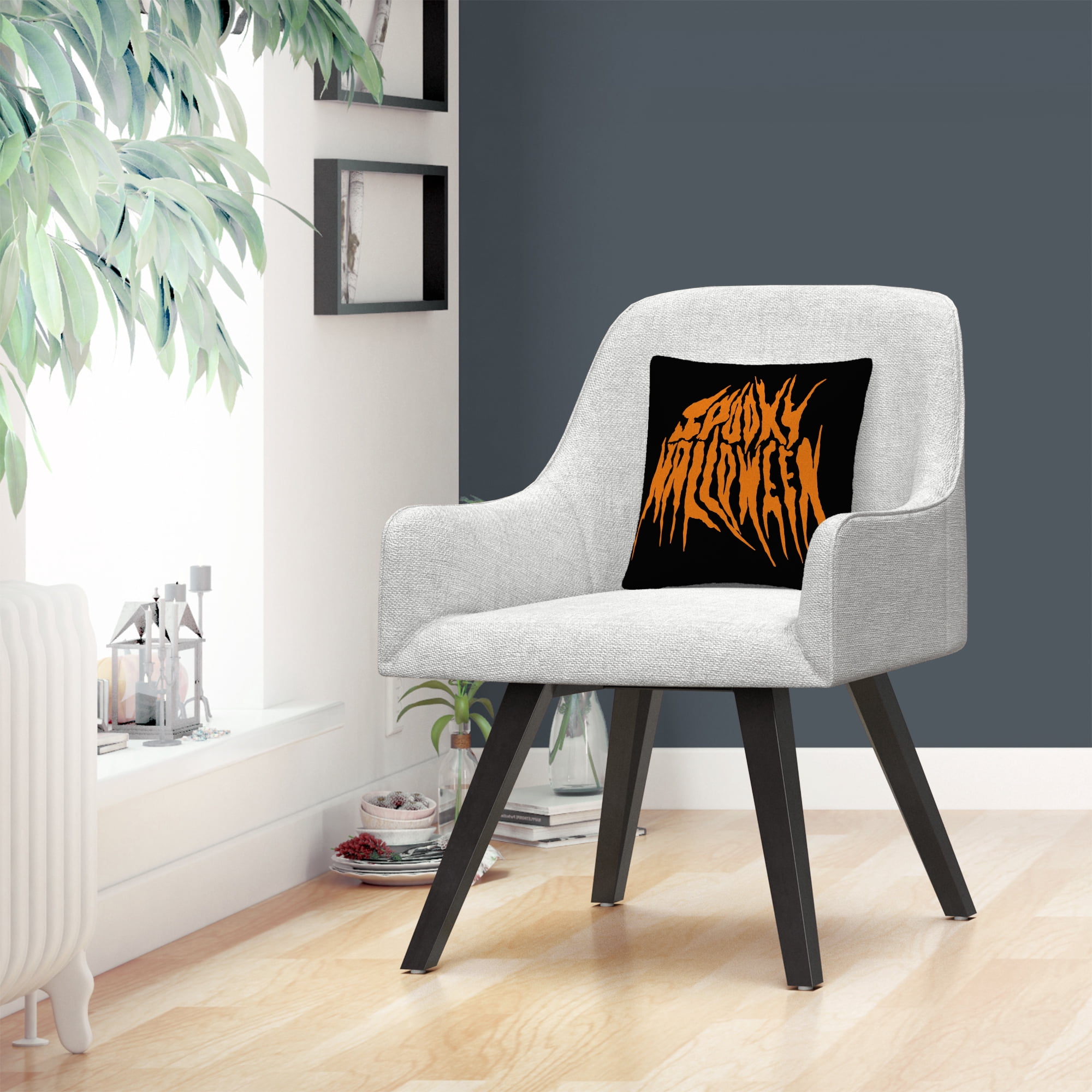 Orange Spooky Metal Halloween By Abc 16 X 16 Decorative Throw Pillow