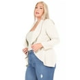 thumbnail image 3 of Women's Plus Size Solid Long Sleeve Waist Length Open Front Office Blazer Jacket, 3 of 7