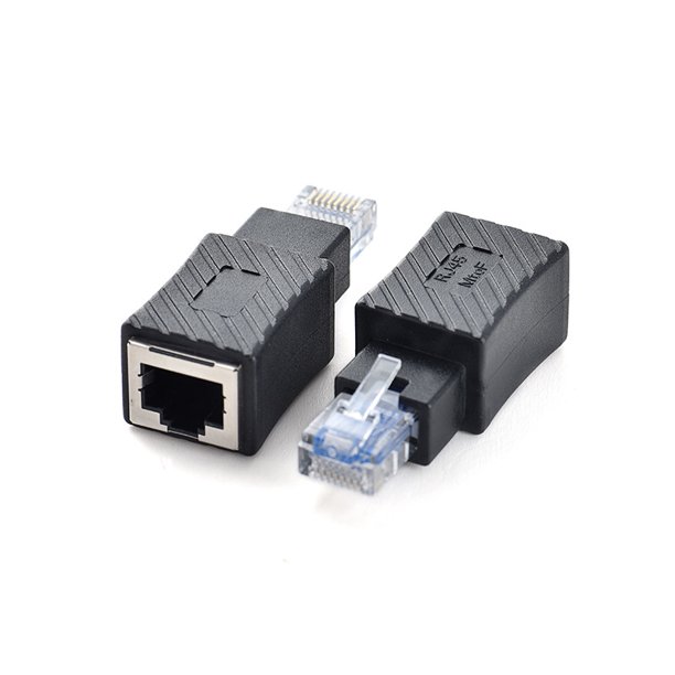 Adaptador Ethernet Cat5E/Cat6 Rj45, paquete de 2 adaptadores Ethernet macho a hembra Rj45/8P8C de ángulo recto de 90 grados compatible con Cat6/Cat5E (Ad