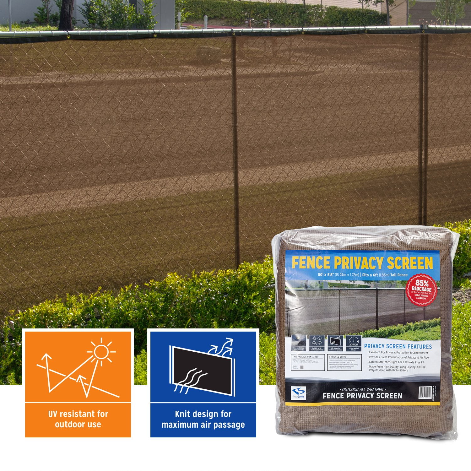 Privacy Fence Screen (6 ft. x 50 ft., Chestnut Brown)