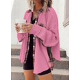 thumbnail image 3 of Womens Waffle Knit Plaid Shacket Boyfriend Button Down Shirt Jacket Loose Long Sleeve Tops, 3 of 4