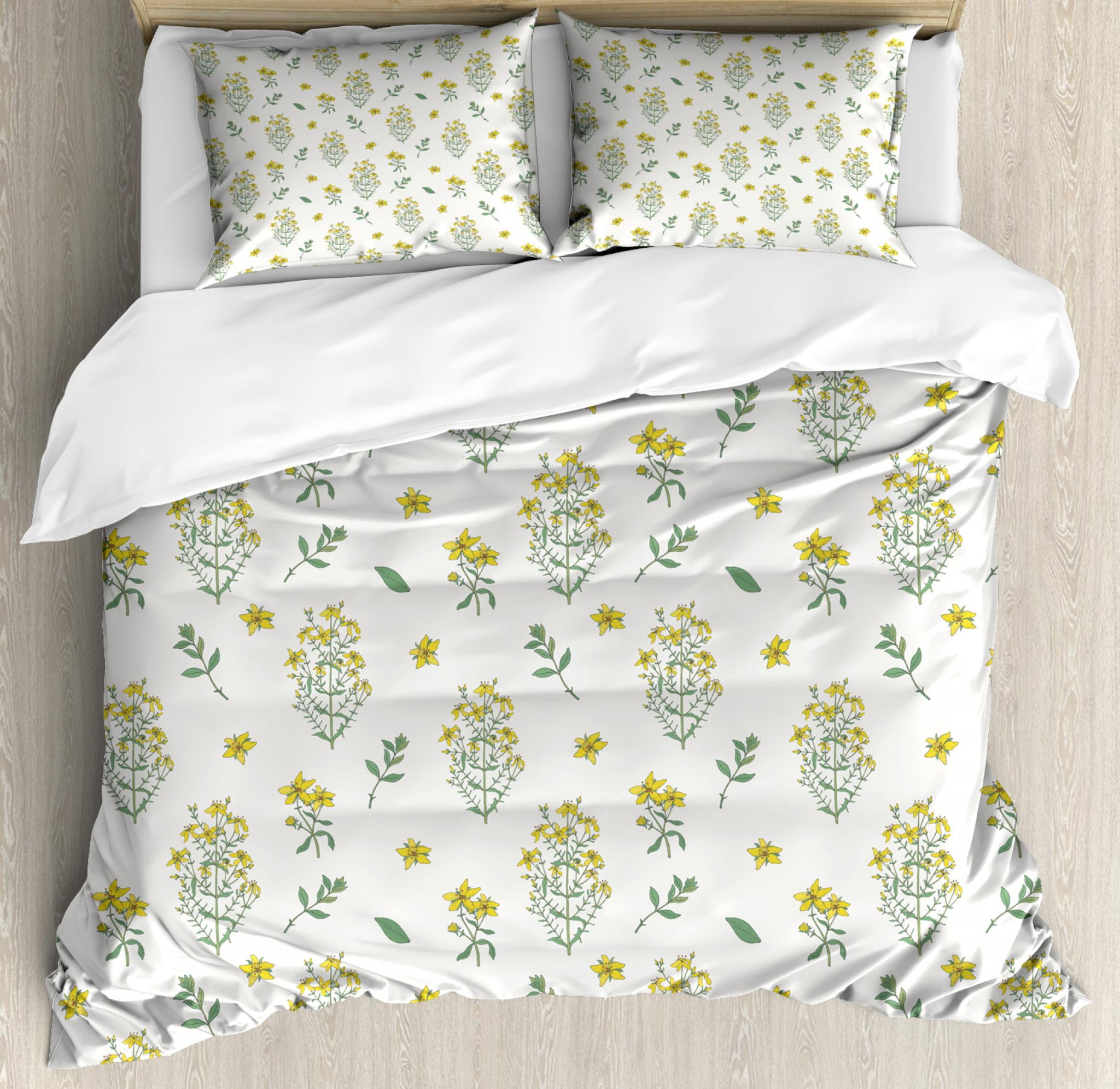 Botanical Duvet Cover Set King Size, Medical Remedy Concept Healing