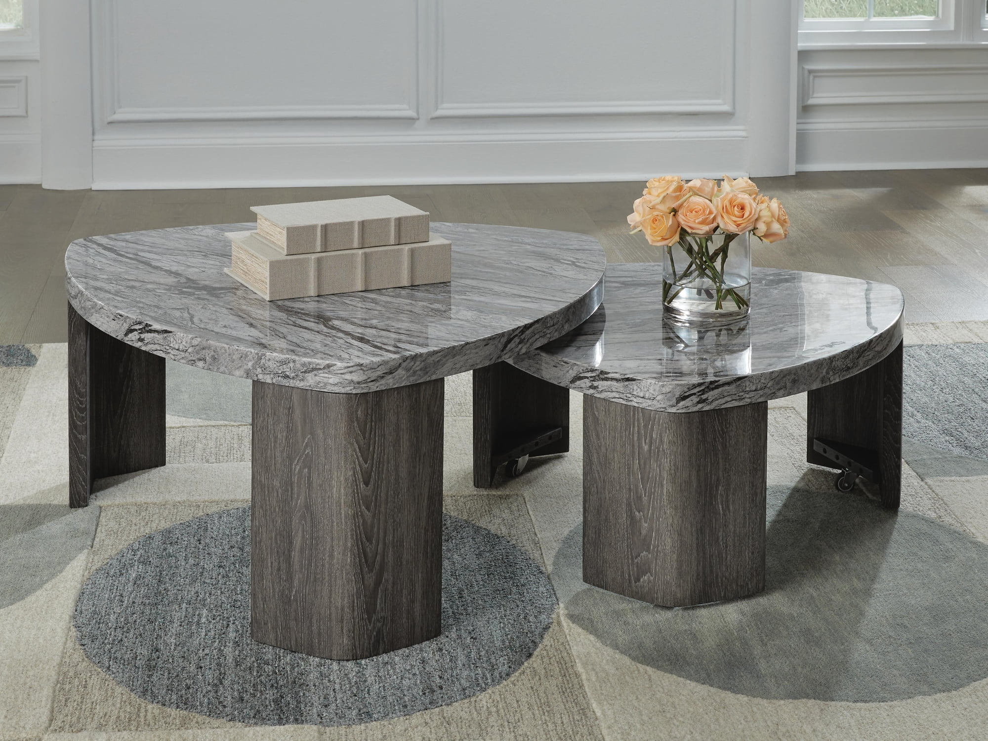 Signature Design By Ashley Surmour Stacked Cocktail Table in Gray