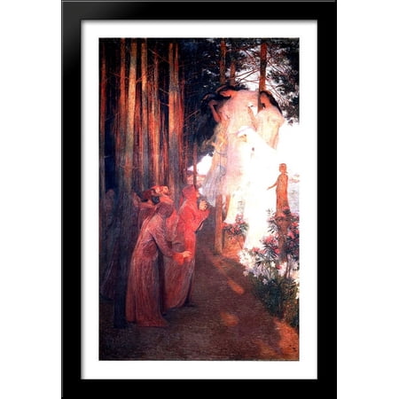 The Emergence of Clemence Isaure with Troubadour 26x40 Large Black Wood Framed Print Art by Henri Martin