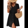 thumbnail image 2 of Vestido Bohemio de Fiesta para Mujer, de Corta, con Botones y Cuello en V, con Bolsillos, Color Negro, Talla XL, 2 of 6